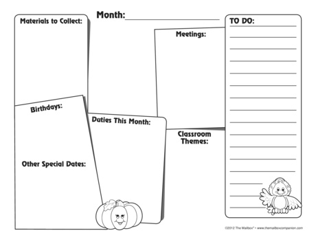 October Monthly Planning Form, Lesson Plans - The Mailbox
