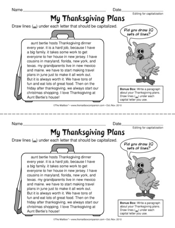 My Thanksgiving Plans, Lesson Plans - The Mailbox
