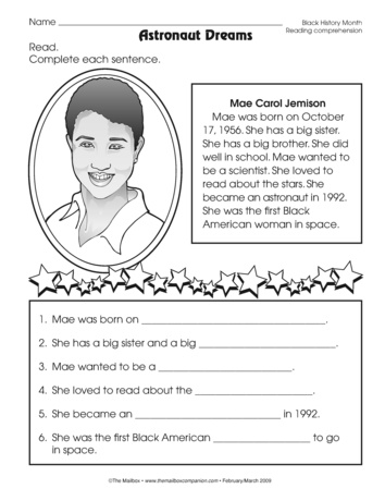 astronaut reading comprehension worksheets