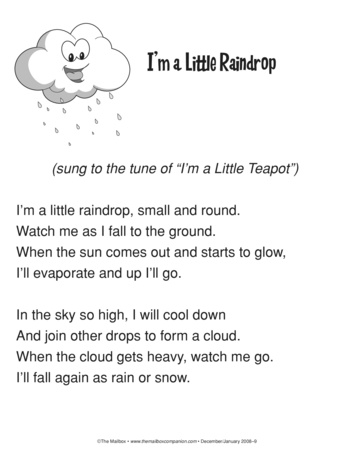 I'm a Little Raindrop, Lesson Plans - The Mailbox