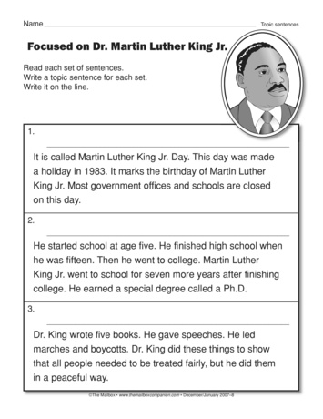 Focused on Dr. Martin Luther King Jr., Lesson Plans - The Mailbox