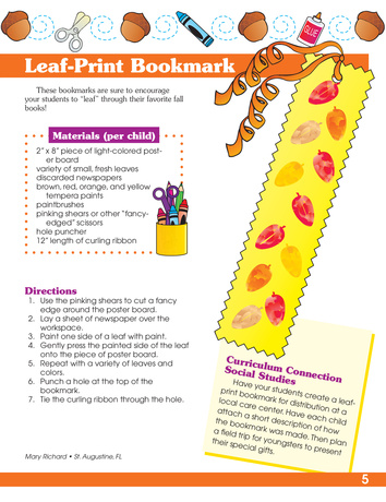 Leaf-Print Bookmark, Lesson Plans - The Mailbox