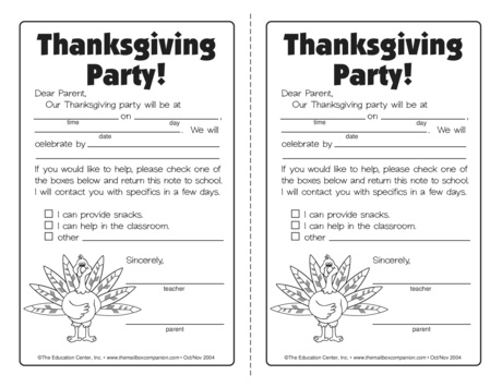 Thanksgiving supply request, Lesson Plans - The Mailbox
