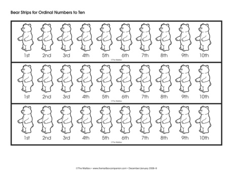 ordinal numbers clipart black and white school